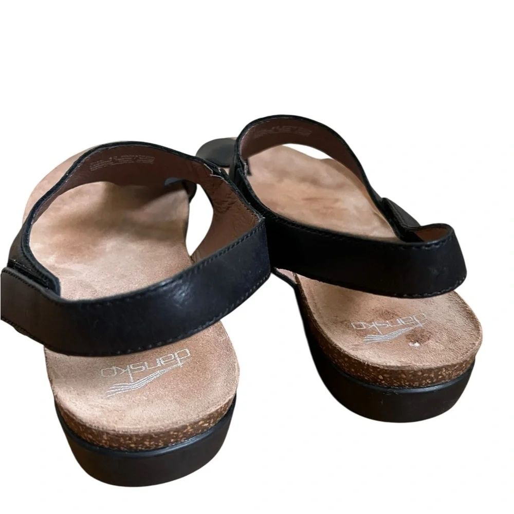 Women’s Sandy Dansko Reece Black Leather Open Toe Sandals Size 42 US 12 - Picture 5 of 6